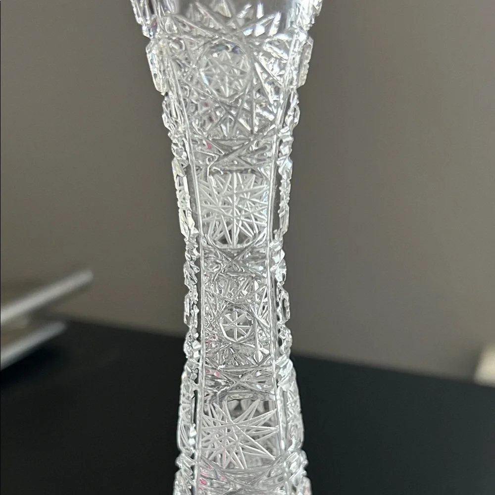 Vintage Bohemian 24% Lead Crystal Bud Vase 7